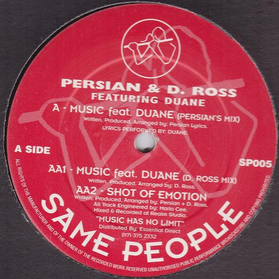 Persian & D. Ross* Featuring Duane (19) : Music / Shot Of Emotion (12", M/Print)