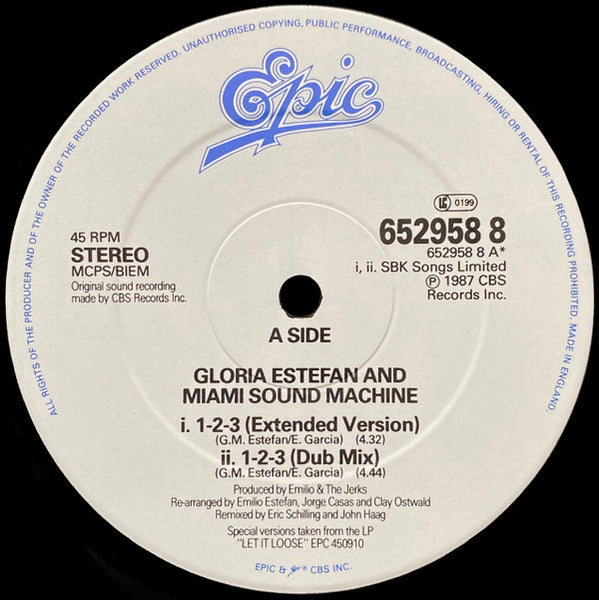 Gloria Estefan And Miami Sound Machine* : 123 (Extended Version) (12", Single)