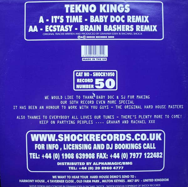 Tekno Kings : It's Time / Ecstasy (2000 Remixes) (12")