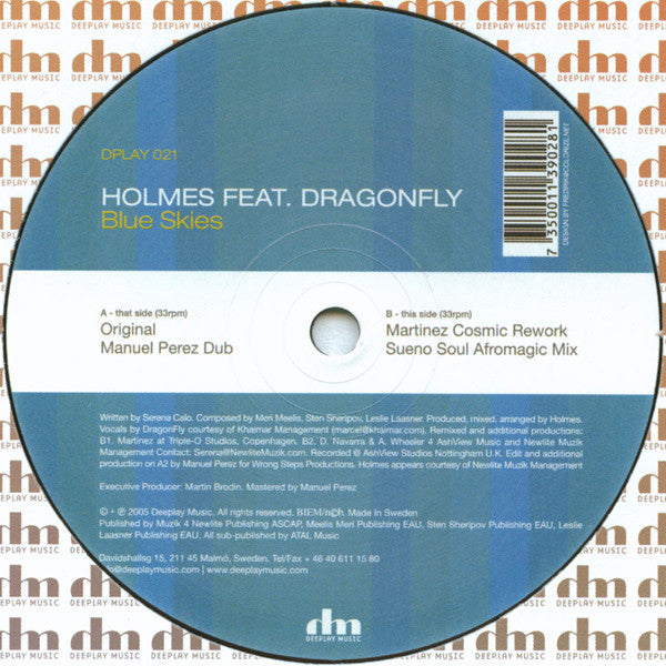 Holmes Feat. Dragonfly (2) : Blue Skies (12")