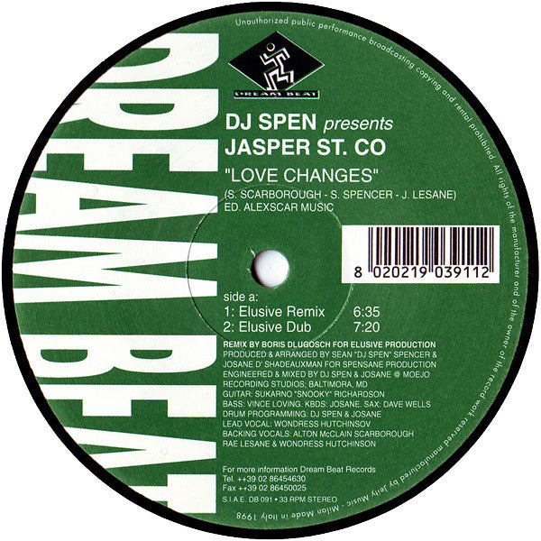 DJ Spen Presents Jasper St. Co* : Love Changes (12")