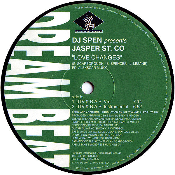 DJ Spen Presents Jasper St. Co* : Love Changes (12")