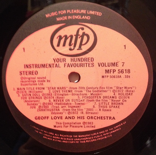 Geoff Love And His Orchestra* : Your Hundred Instrumental Favourites Volume 7 (LP, Album, Comp)
