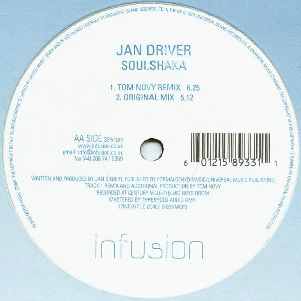 Jan Driver : Soulshaka (12")