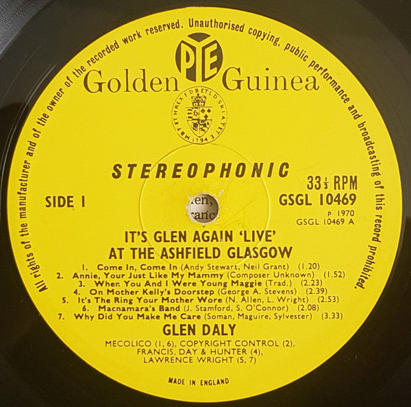 Glen Daly : Live At The Ashfield Glasgow (LP)