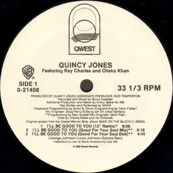 Quincy Jones Featuring Ray Charles And Chaka Khan : I'll Be Good To You (12", Maxi)