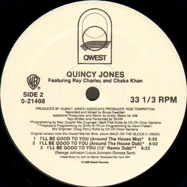 Quincy Jones Featuring Ray Charles And Chaka Khan : I'll Be Good To You (12", Maxi)