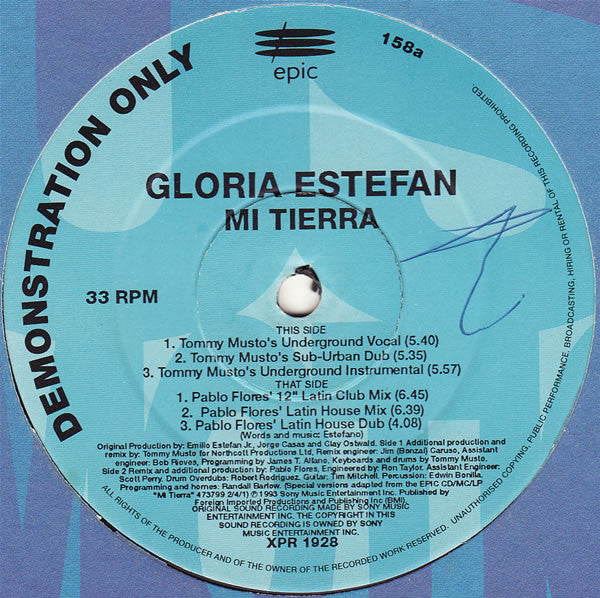 Gloria Estefan : Mi Tierra (12", Single, Promo)