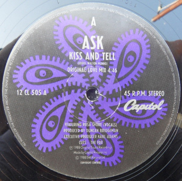 A.S.K. : Kiss And Tell (12", Single)