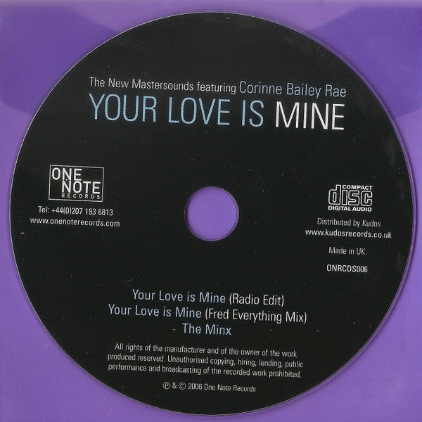 The New Mastersounds Featuring Corinne Bailey Rae : Your Love Is Mine (CD, Single)
