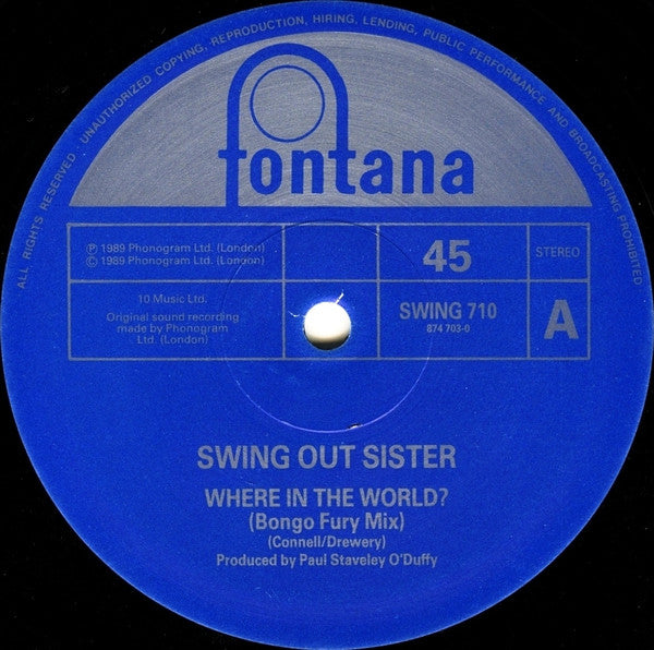 Swing Out Sister : Where In The World (10", Ltd, Num)
