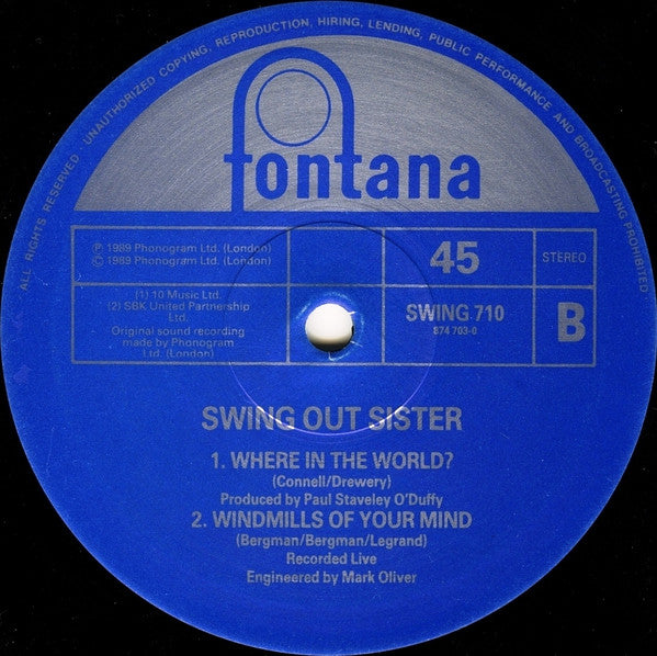 Swing Out Sister : Where In The World (10", Ltd, Num)