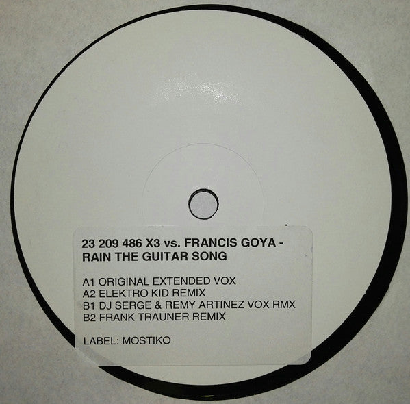 X3 vs. Francis Goya : Rain (The Guitar Song) (12", Promo, W/Lbl)