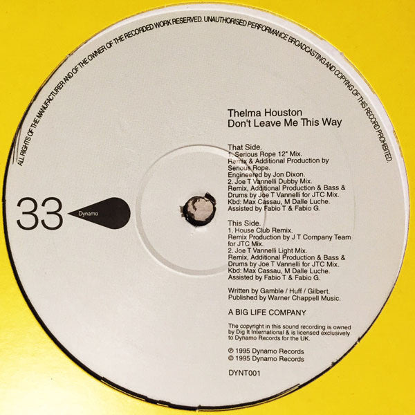Thelma Houston : Don't Leave Me This Way (12")