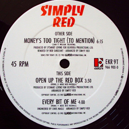 Simply Red : Money's Too Tight  (To Mention) (12")