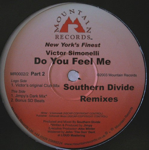 Victor Simonelli : Do You Feel Me (Southern Divide Remixes) (12")