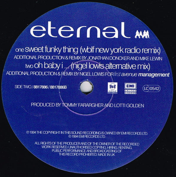Eternal (2) : Sweet Funky Thing / Oh Baby I ... (12", Single)