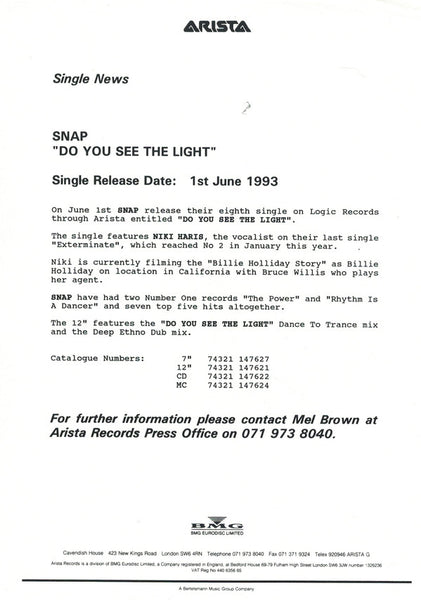 Snap* : Do You See The Light (Looking For) (12", Promo)