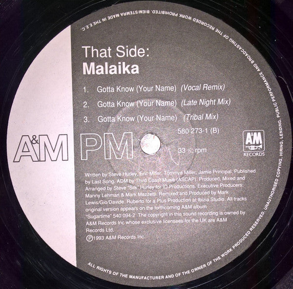 Malaika : Gotta Know (Your Name) (12")