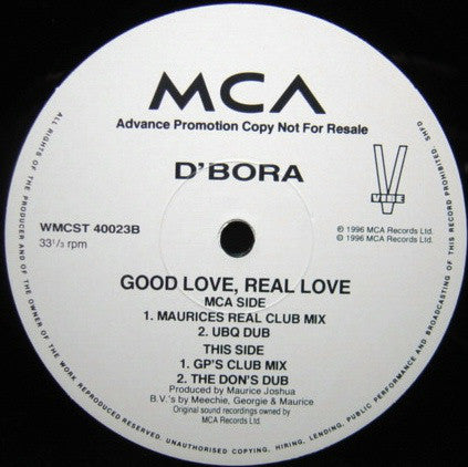 D'Bora : Good Love, Real Love (12", Promo)