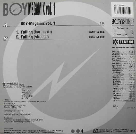 Scared To Death : Boy Megamix Vol. 1 (12")