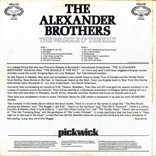 The Alexander Brothers : The Waggle O' The Kilt (LP, Album, Comp, RM)