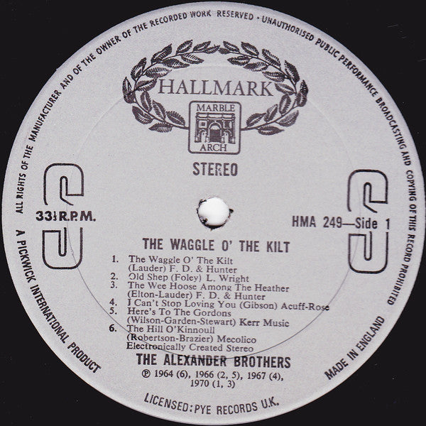 The Alexander Brothers : The Waggle O' The Kilt (LP, Album, Comp, RM)