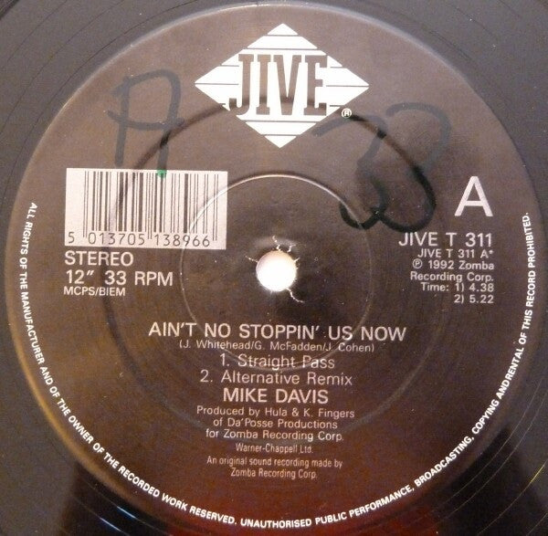Mike Davis : Ain't No Stoppin' Us Now (12")