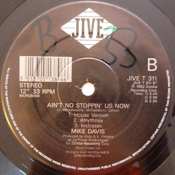 Mike Davis : Ain't No Stoppin' Us Now (12")