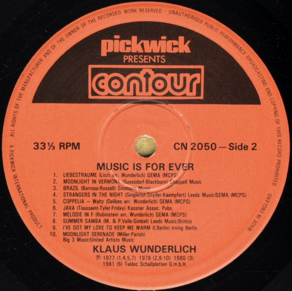 Klaus Wunderlich : Music Is Forever (LP)