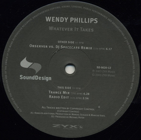 Wendy Phillips : Whatever It Takes (12")