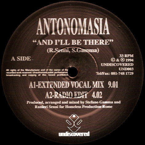 Antonomasia : And I'll Be There (12")