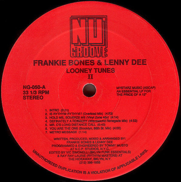 Frankie Bones & Lenny Dee : Looney Tunes II (LP)