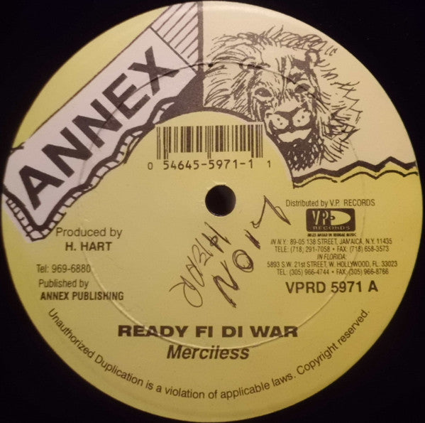 Merciless : Ready Fi Di War / Greatest Lover Award (12")