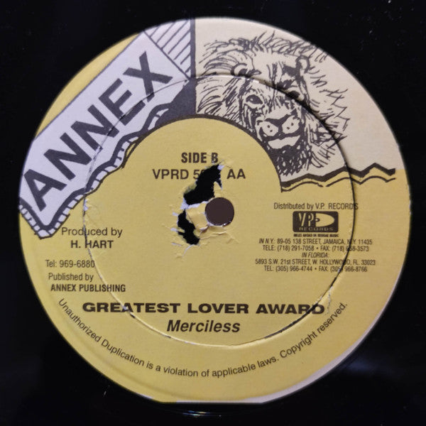 Merciless : Ready Fi Di War / Greatest Lover Award (12")