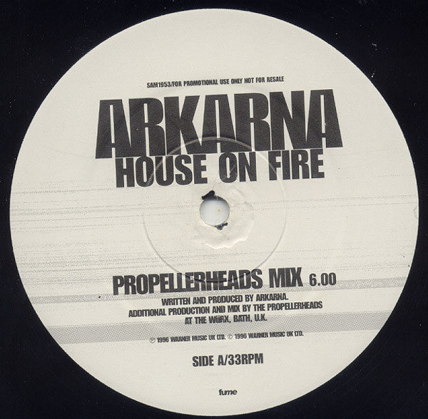 Arkarna : House On Fire (12", Promo)