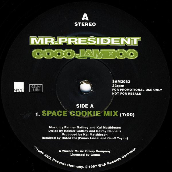 Mr. President : Coco Jamboo (Remixes By Rated PG) (12", Promo)