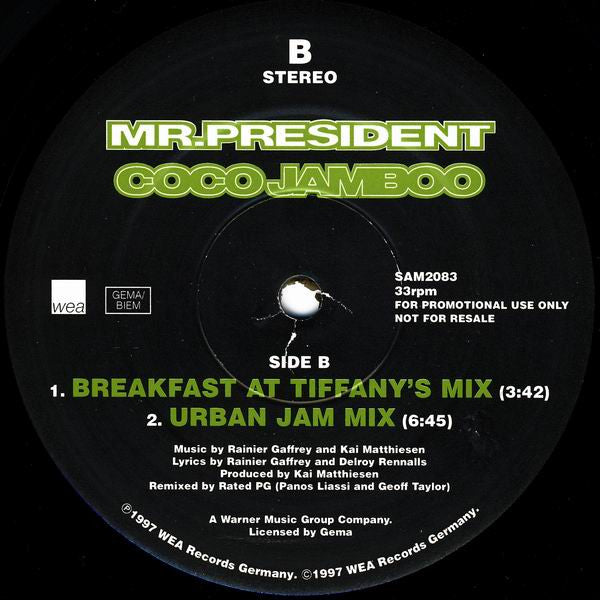 Mr. President : Coco Jamboo (Remixes By Rated PG) (12", Promo)