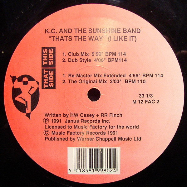 K.C. And The Sunshine Band* : That's The Way (I Like It) (12")