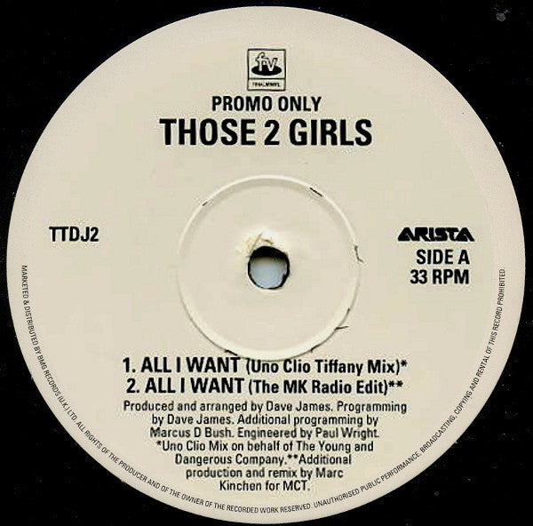 Those 2 Girls : All I Want (12", Promo)