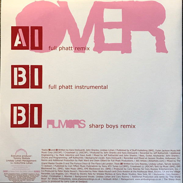 Lindsay Lohan : Over (12", Promo)