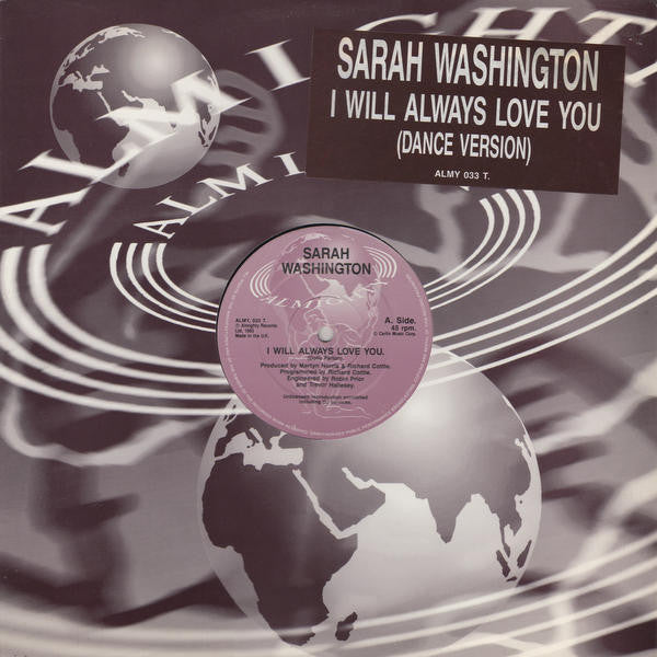 Sarah Washington : I Will Always Love You (Dance Version) (12")