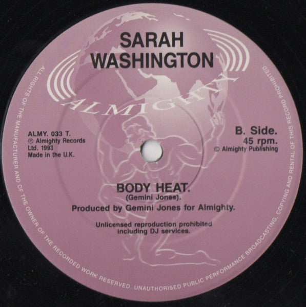 Sarah Washington : I Will Always Love You (Dance Version) (12")