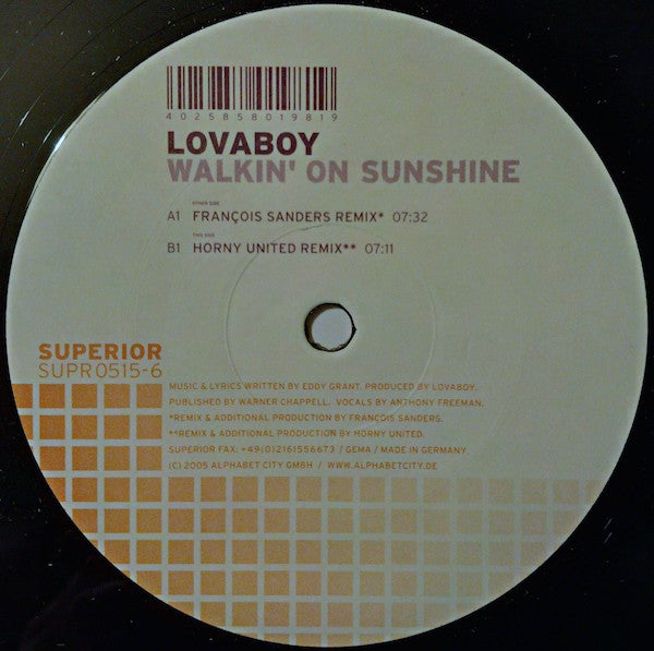 Lovaboy : Walkin' On Sunshine (12")