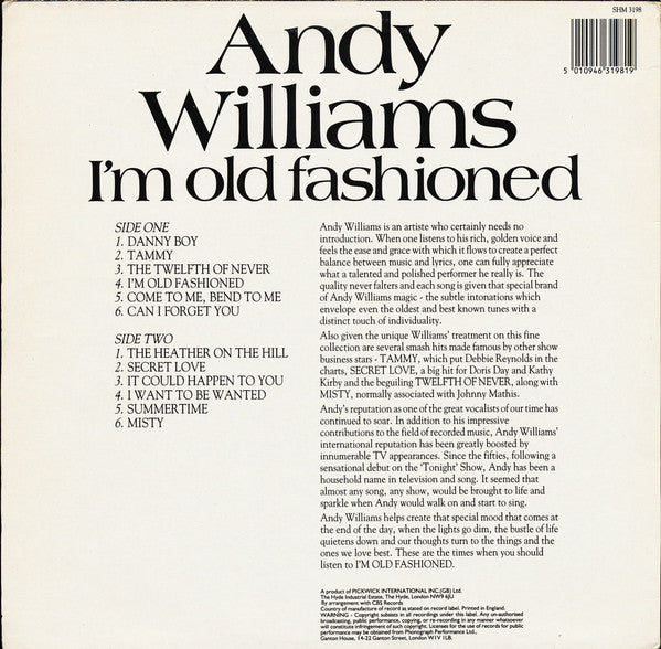 Andy Williams : I'm Old Fashioned (LP, RE)