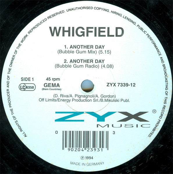 Whigfield : Another Day (12")