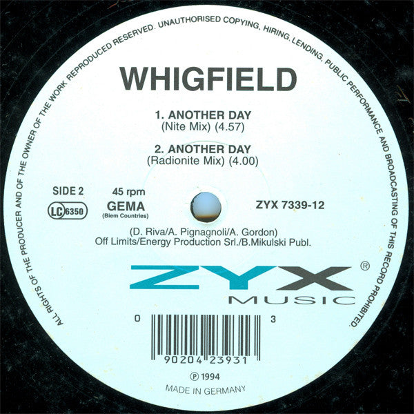 Whigfield : Another Day (12")