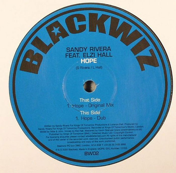 Sandy Rivera Feat. Elzi Hall : Hope (12")