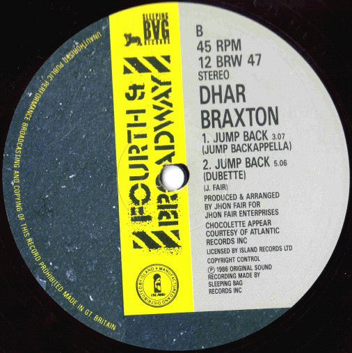 Dhar Braxton : Jump Back (Set Me Free) (12", Single, Pic)