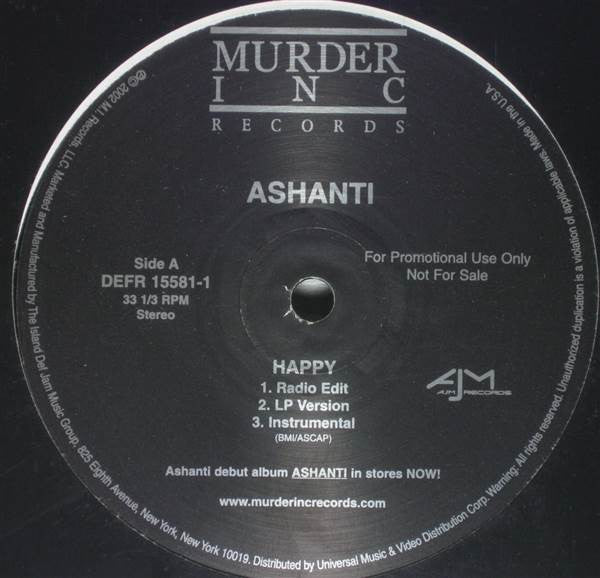 Ashanti : Happy (12", Promo)